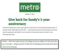 Give Back For Sandy's 1-year Anniversary 